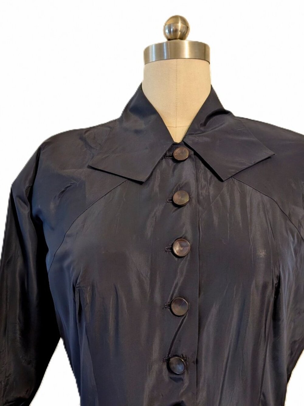 Vintage 1950's Black Taffeta "New Look" Dress SZ M/L - Picture 4 of 6